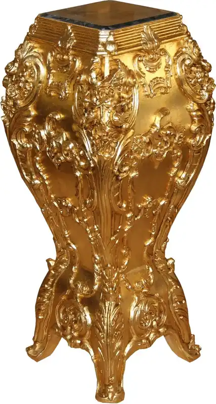 Casa Padrino Baroque Marble Column Gold / Black 105 x 35 x H.35 cm Markenprodukt