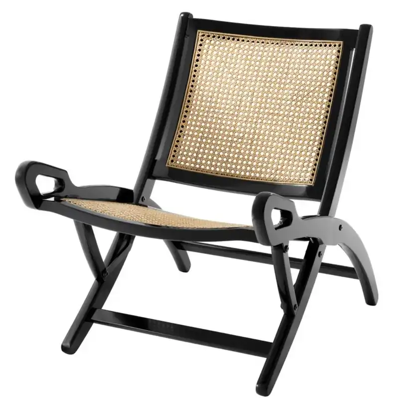 Casa Padrino luxury folding chair natural colors / black 55 x 80 x H. 70.5 cm - Luxury Quality Sonderangebot