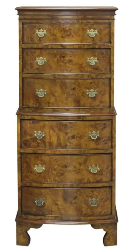 Casa Padrino luxury Art Nouveau chest of drawers with 6 drawers light brown 55.3 x 41.8 x H. 132.5 cm - Baroque & Art Nouveau Furniture Neu