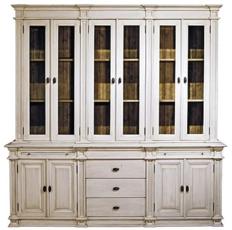 Casa Padrino Country Style Kitchen Cabinet Antique White / Brown 225 x 53 x H. 230 cm - 2 Piece Kitchen Cabinet with 10 Doors and 3 Drawers Jetzt Kaufen