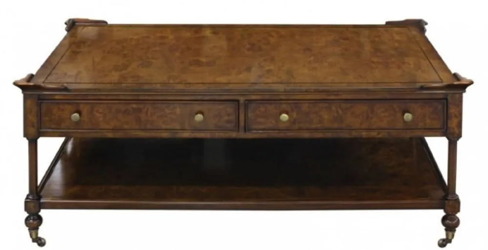 Nur Heute Casa Padrino Luxury Art Nouveau Coffee Table Brown 125 x 81 x H. 48 cm - Coffee Table with Casters and 2 Drawers