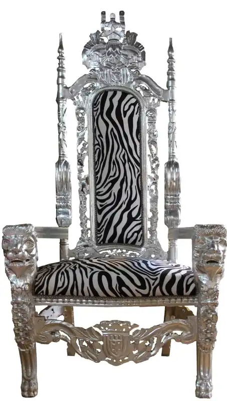Casa Padrino baroque throne armchair Silver / zebra - wedding armchair - giant armchair Preiswert