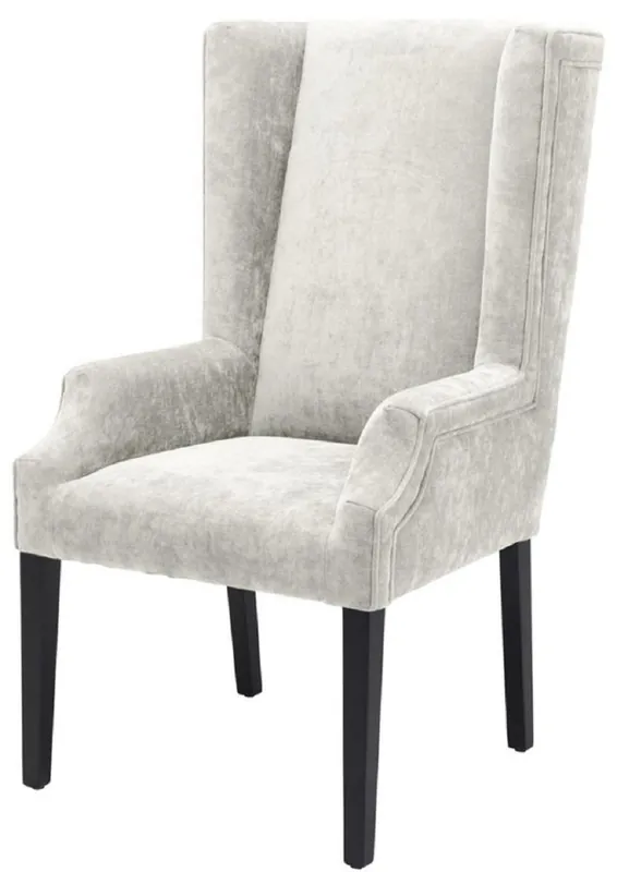 Top-Angebot Casa Padrino Luxury Dining Chair Light Gray / Black 63 x 76 x H. 115 cm - High-Backed Dining Chair with Armrests