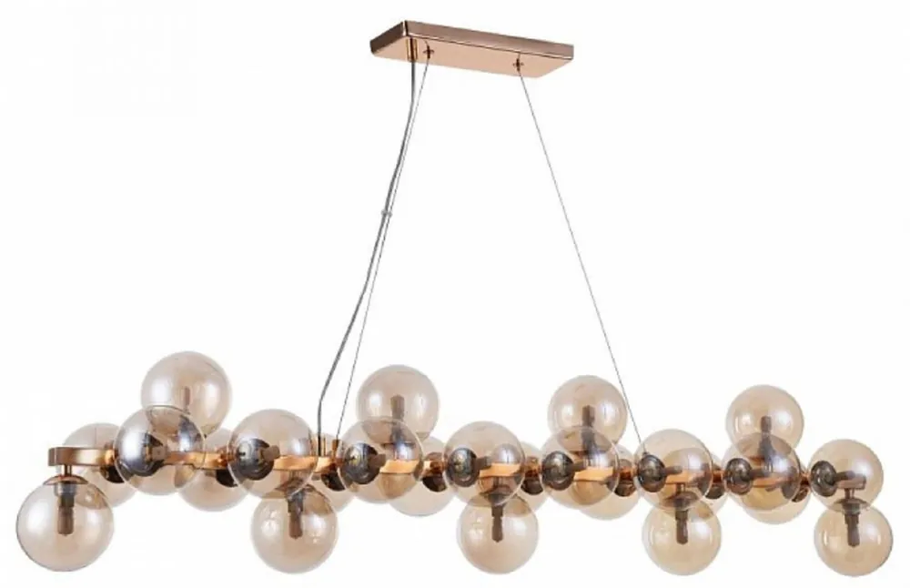 Casa Padrino designer pendant light gold 123.5 x 23,8 x H. 22.8 cm - Modern Living Room Lamp with Amber Glass Top-Seller