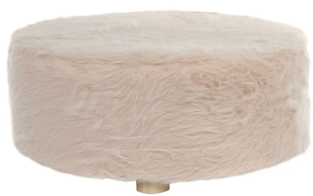 Casa Padrino Designer Fur Stool Pink Ø 50 x H. 21 cm - Round Stool with Faux Fur Beliebt