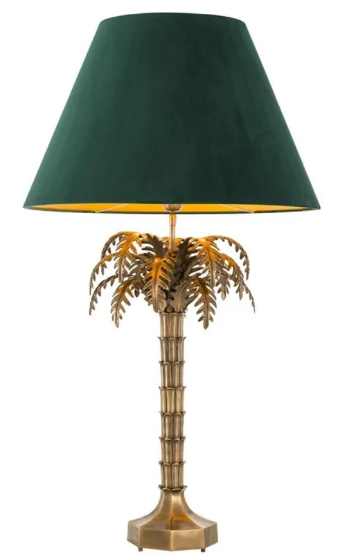 Direkt Vom Hersteller Casa Padrino luxury table lamp vintage brass / green Ø 65.5 x H. 114.5 cm - Living Room Lamp in Palm Tree Design