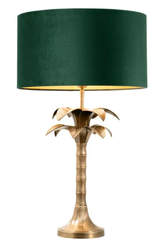 Billig Casa Padrino luxury table lamp vintage brass / green Ø 45 x H. 76 cm - Living Room Lamp in Palm Tree Design