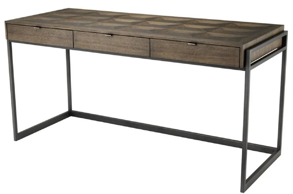 Garantierte Lieferung Casa Padrino luxury desk with 3 drawers brown / bronze 150 x 60 x H. 75.5 cm - Office Furniture