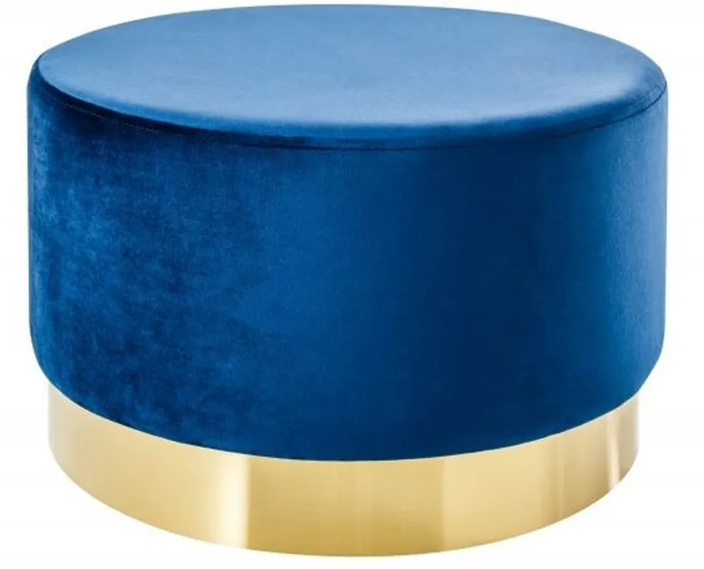 Neu Im Sortiment Casa Padrino Designer Round Stool Blue / gold B. 55 x H. 35 cm - Living room furniture