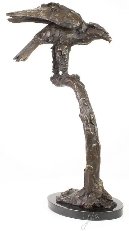 Must-Have Casa Padrino Luxury Sea Eagle Bronze Figure Gray / Gold / Black 44.4 x 28.8 x H. 71.5 cm - Deco Figure with Marble Base