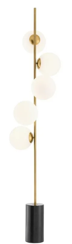 Casa Padrino luxury halogen floor lamp antique brass / black / white Ø 44 x H. 190 cm - Energy Saving Lamp with Noble Marble Base Ausverkauf