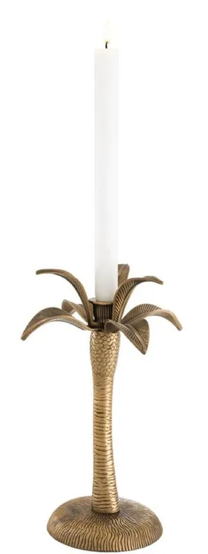 Top-Seller Casa Padrino luxury candle holder vintage brass Ø 20 x H. 30 cm - Brass Candlestick in Palm Design