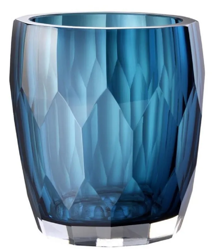 Casa Padrino luxury decorative glass vase blue Ø 12 x H. 14 cm - Luxury Quality Preisreduziert