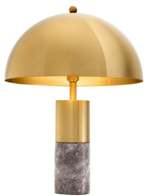 Casa Padrino luxury table lamp brass / gray Ø 50 x H. 70 cm - Table Lamp with Round Metal Lampshade Expressversand
