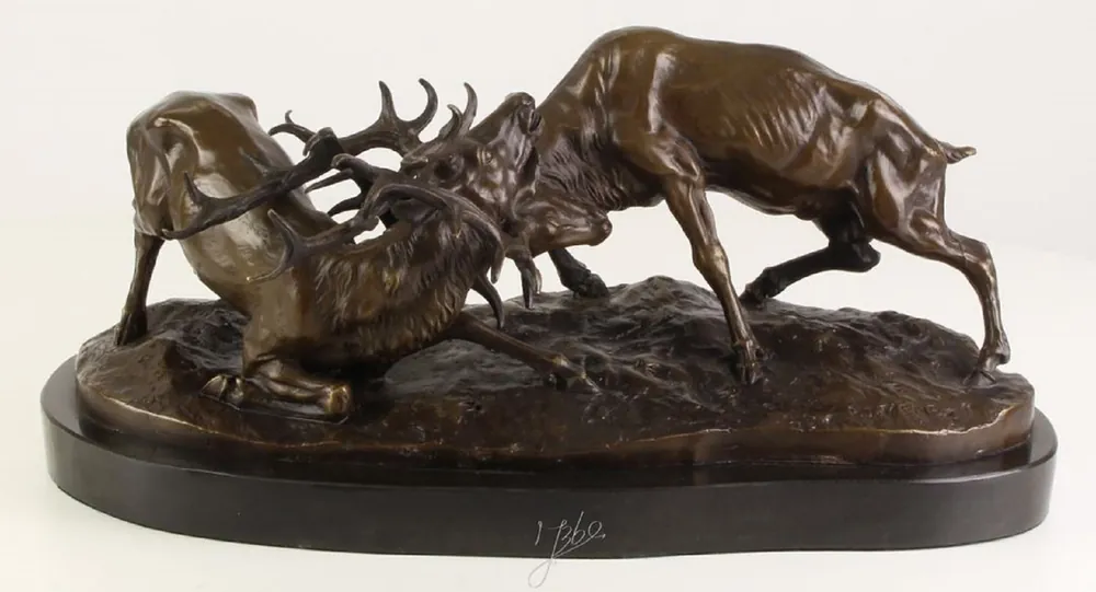 Casa Padrino luxury bronze figures fighting deers bronze / black 43.3 x 20.6 x H. 18 cm - Luxury Quality Bestpreis