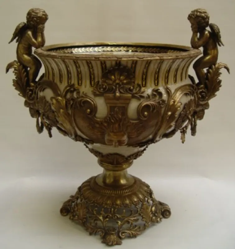 Must-Have Casa Padrino Baroque Plant Pot Antique Brass / Multicolor H. 60 cm - Magnificent Flower Pot