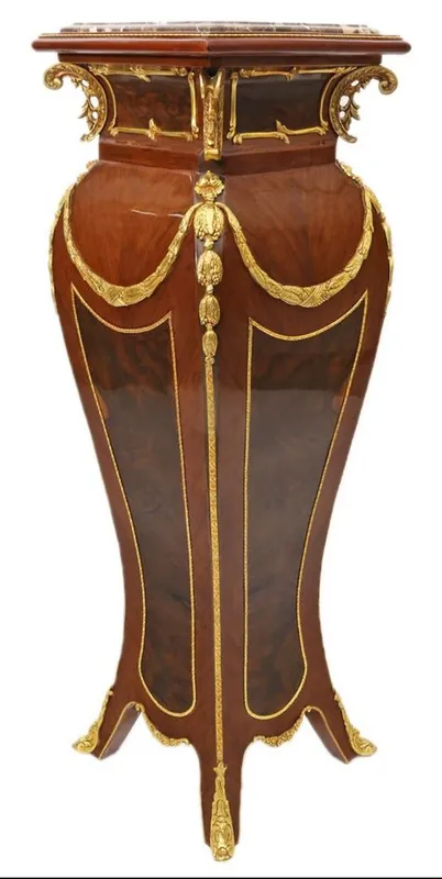 Casa Padrino Baroque column mahogany / gold - side table - pillar 126 x 40 cm Garantierte Lieferung