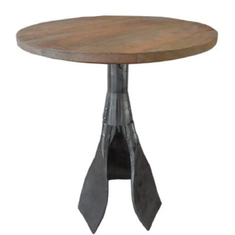 Casa Padrino Designer Side Table Brown / Silver Ø 59 x H. 74 cm - Round Table with Paddle Legs Bestseller