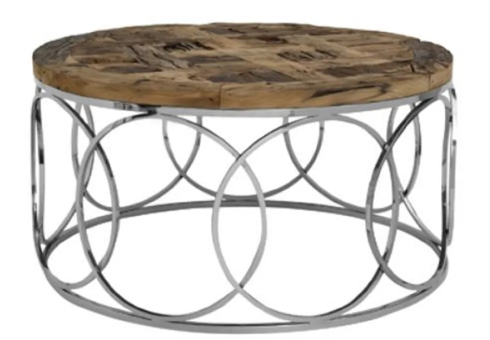 Aktuell Casa Padrino designer coffee table brown / silver Ø 81 x H. 44.5 cm - Designer Living Room Furniture