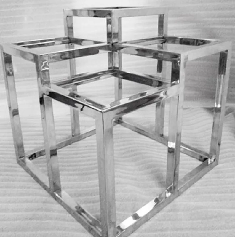 Preisreduziert Casa Padrino luxury stainless steel side table with glass tops silver 60 x 60 x H. 62 cm - Designer Furniture