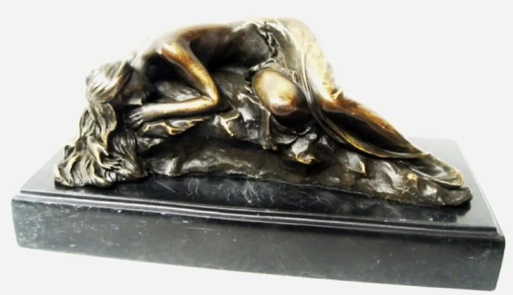 Casa Padrino Luxury Bronze Sculpture Sleeping Beauty Bronze / Gold / Black 21.5 cm - Deco Figure with Marble Base Neu Im Sortiment