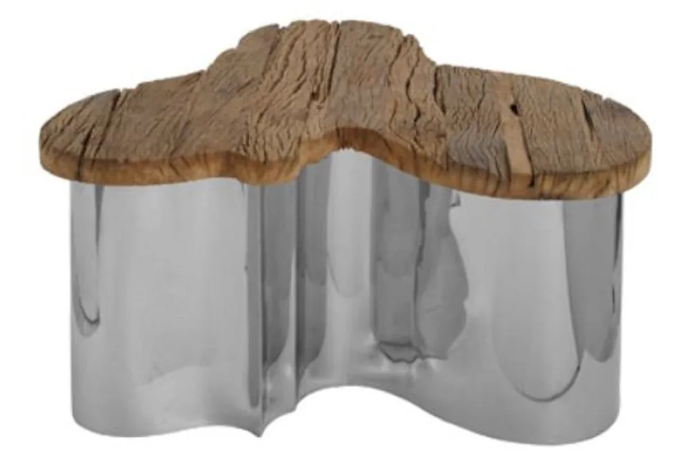 Versand Am Gleichen Tag Casa Padrino designer coffee table natural / silver 90 x 88 x H. 47 cm - Luxury Living Room Furniture