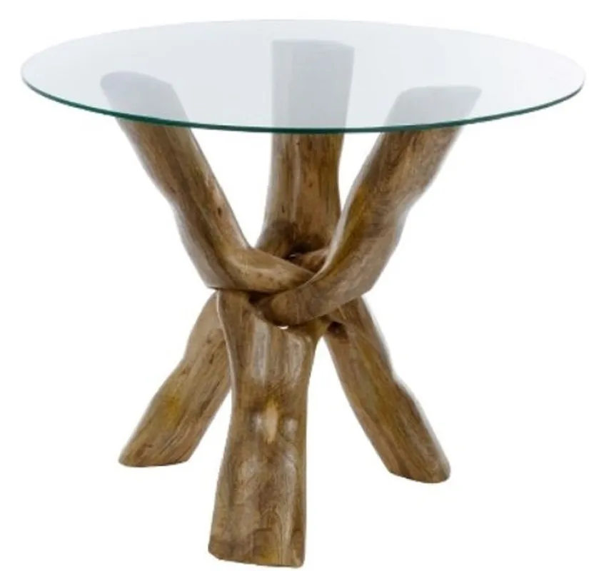 Casa Padrino luxury glass table brown Ø 90 x H. 73 cm - Tripod Round Table Nur Heute