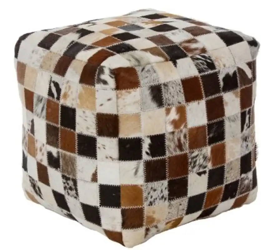 Casa Padrino luxury sitting cube multicolor 40 x 40 x H. 40 cm - Fur Sitting Stool in Patchwork Design Sale