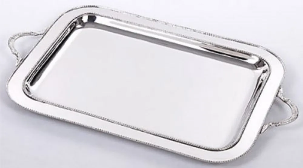 Casa Padrino luxury brass serving tray silver 64 x 38 x H. 3 cm - Gastronomy Accessories Ausverkauf