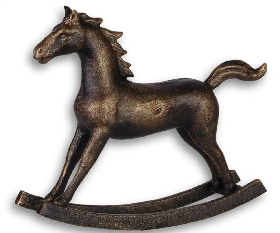 Ausverkauf Casa Padrino Cast Iron Deco Rocking Horse Antique Bronze 21 x 4.9 x H. 17.5 cm - Luxury Decoration