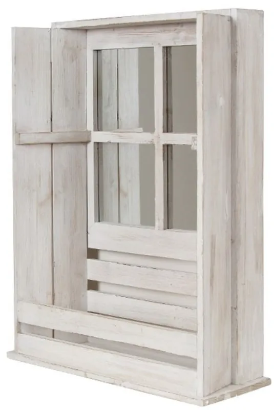 Top-Seller Casa Padrino Country Style Shabby Chic Wall Mounted Cabinet Antique White 44 x 17 x H. 59 cm - Handcrafted Wall Cabinet with Mirror