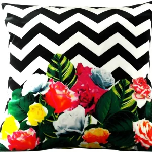 Markenprodukt Casa Padrino luxury pillow Miami Flowers 45 x 45 cm - finest velvet fabric - deco living room cushion