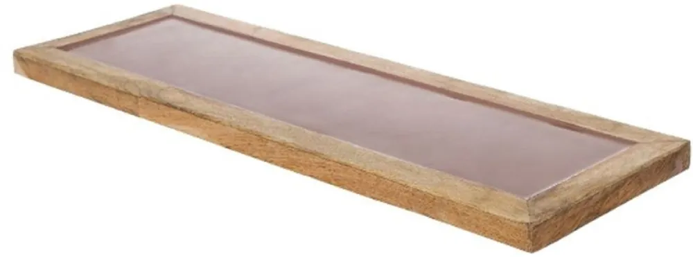 Letzte Chance Casa Padrino Luxury Wood Ceramic Decorative Tray Natural / Pink 17 x 6 x H. 2 cm - Decoration Accessories