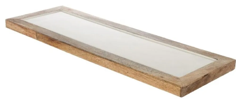 Casa Padrino Luxury Wood Ceramic Decorative Tray Natural / Cream 17 x 6 x H. 2 cm - Decoration Accessories Schnäppchen