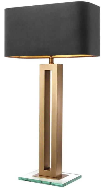 Casa Padrino Luxury Table Lamp Antique Brass / Black 45 x 22 x H. 84.5 cm - Hotel & Restaurant Table Light Zertifiziert