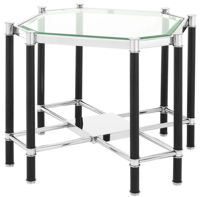 Schneller Versand Casa Padrino luxury side table with glass top silver / black 72.5 x 72.5 x H. 55.5 cm - Living Room Furniture