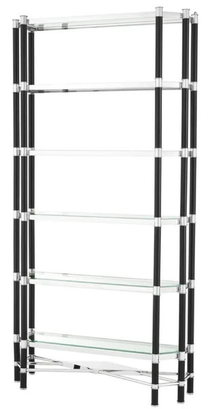 Casa Padrino Luxury Living Room Shelf Cabinet Silver / Black 110 x 35 x H. 220 cm - Living Room Cabinet Aktuell