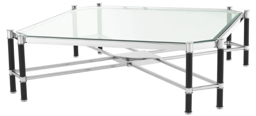 Casa Padrino luxury coffee table silver / black 115 x 115 x H. 35 cm - Luxury Living Room Furniture Schneller Versand