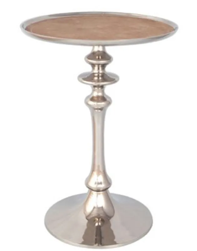 Casa Padrino designer side table silver / brown Ø 40 x H. 58 cm - Luxury Living Room Furniture Nur Für Kurze Zeit
