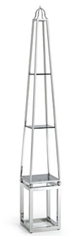 Casa Padrino Luxury Living Room Shelf Cabinet Silver / Black 28 x 28 x H. 170 cm - Living Room Cabinet Schneller Versand