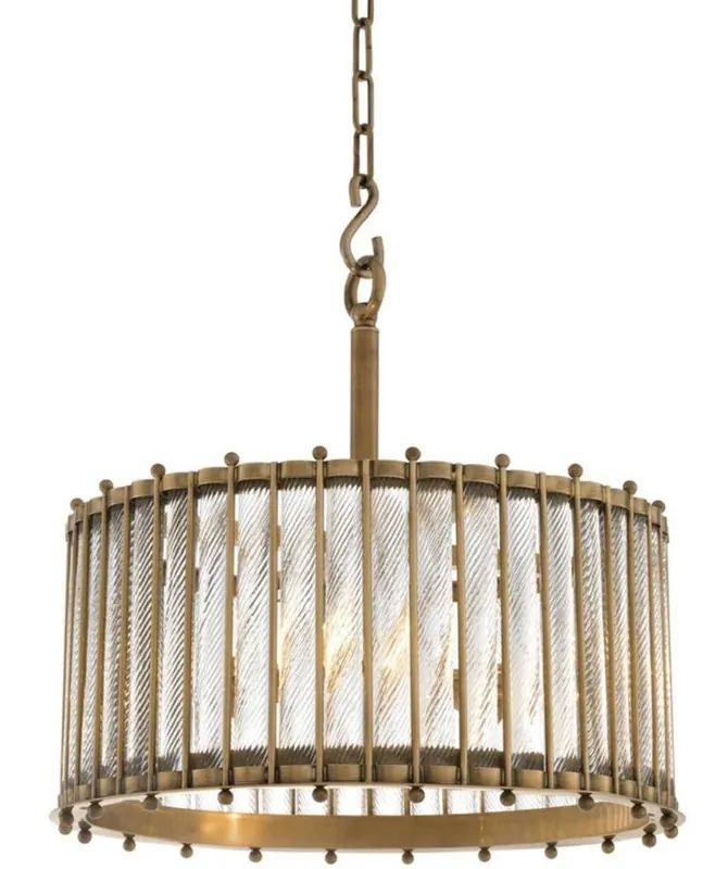 Jetzt Kaufen Casa Padrino luxury hanging lamp antique brass Ø 52.5 x H. 52 cm - Round Brass Pendant Lamp with Handmade Glass