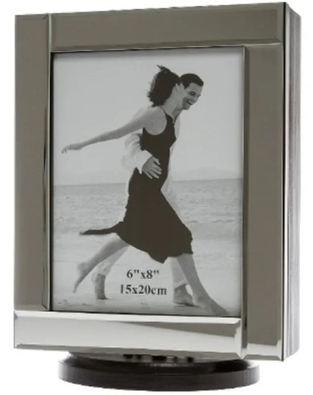 Casa Padrino Luxury Jewelery Cabinet Black / Cream / Silver 20 x 15 x H. 27 cm - Small Jewelry Cabinet with Photo Frame Mirror Door and Swiveling Base Meistverkauft
