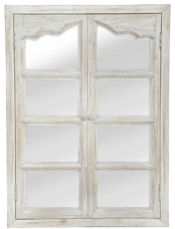Casa Padrino country style wall mirror with 2 folding doors antique white 63 x 4 x H. 86 cm - Mirror in the Window Look Markenprodukt