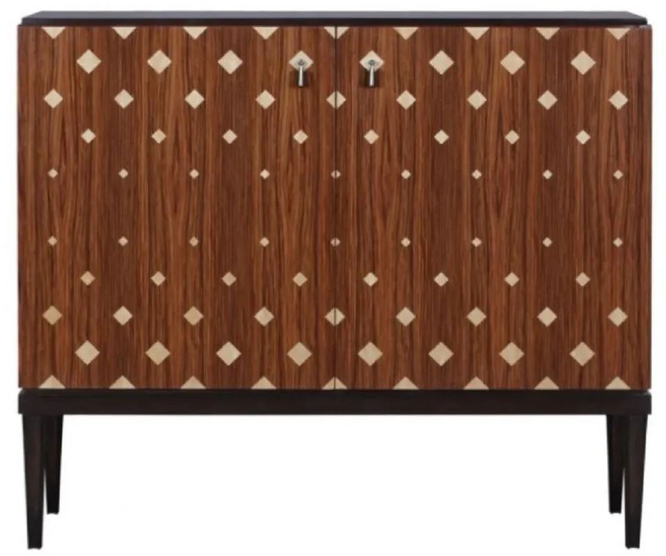 Casa Padrino luxury living room cabinet with 2 doors brown / dark brown / black 125 x 42 x H. 107 cm - Luxury Living Room Furniture Zertifiziert
