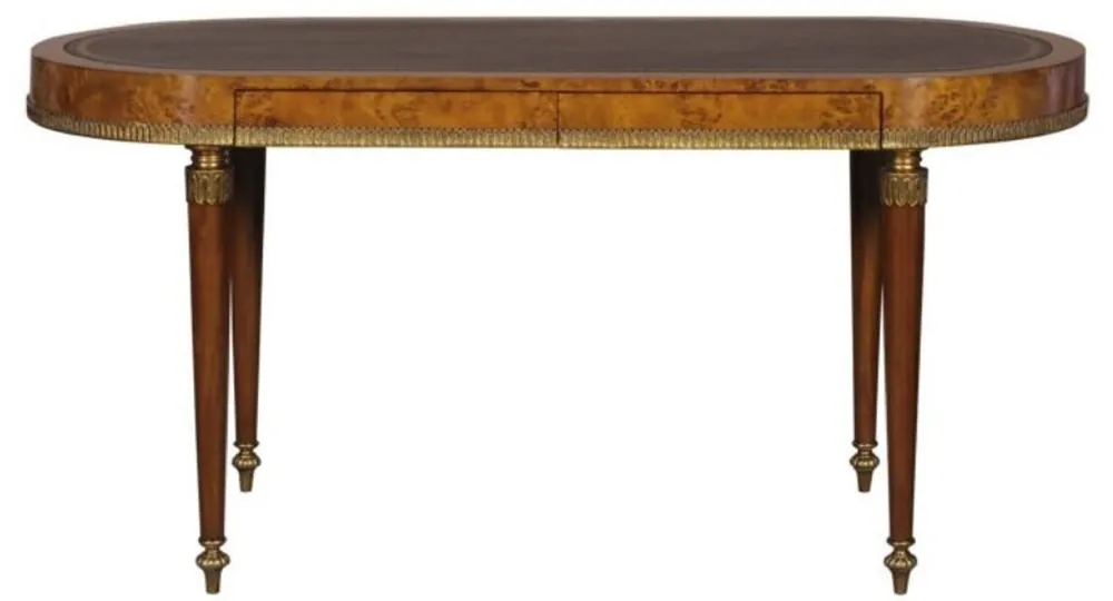 Günstig Casa Padrino Luxury Art Nouveau Desk with 2 Drawers Light Brown / Brown 160 x 68 x H. 77 cm - Luxury Office Furniture