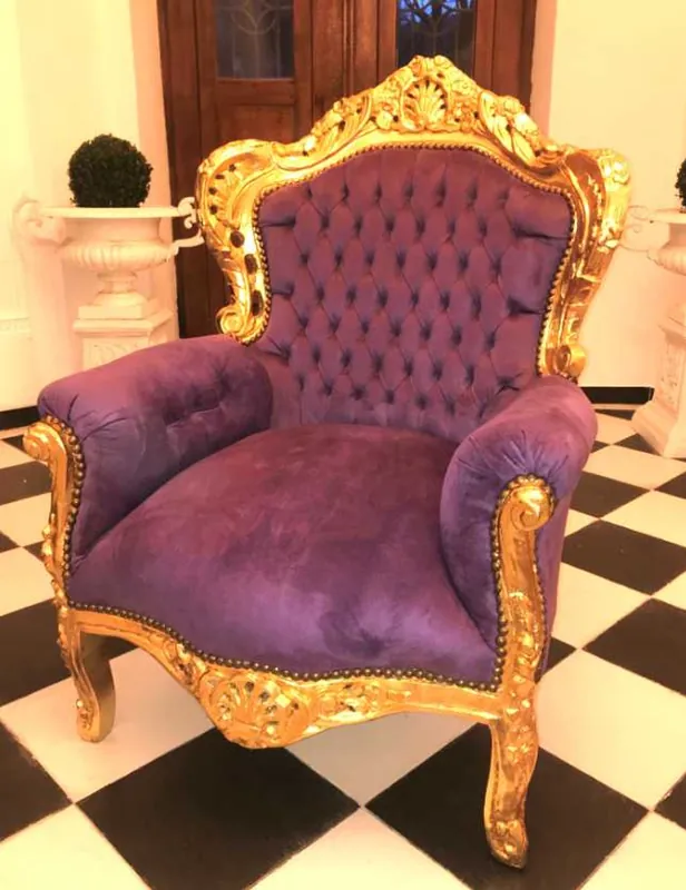 Sofort Bestellen Casa Padrino Baroque Armchair "King" Purple / Gold 85 x 85 x H. 120 cm - Baroque Living Room Furniture
