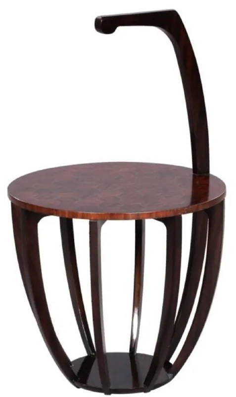 Markenware Casa Padrino luxury side table dark brown / brown Ø 50 x H. 88 cm - Small Drink Table with Handle