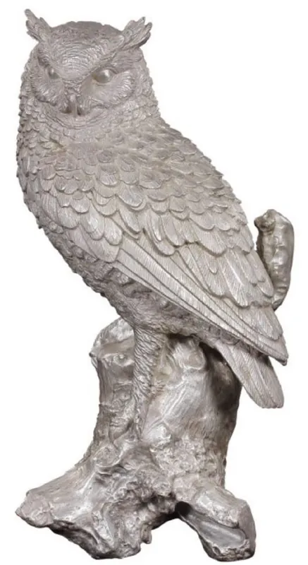 Ausverkauf Casa Padrino luxury deco bronze figure owl silver 19 x 15 x H. 36 cm - Silver Plated Bronze Sculpture