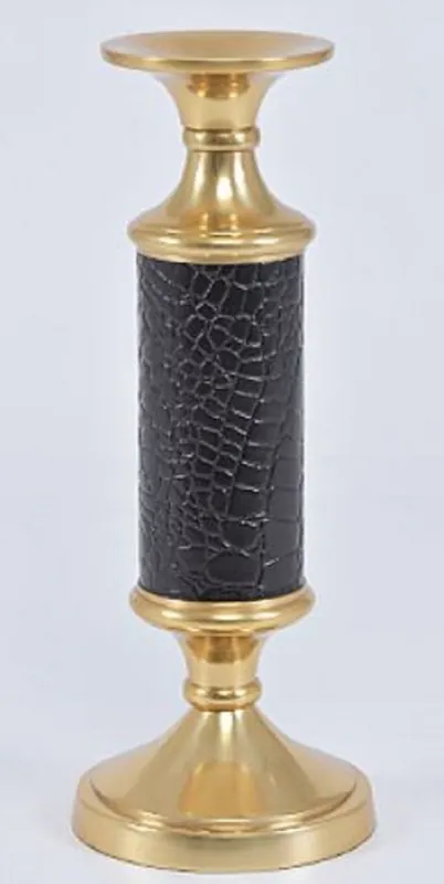 Solange Der Vorrat Reicht Casa Padrino luxury candle holder brass gold / black Ø 11 x H. 30 cm - Hotel & Restaurant Accessories