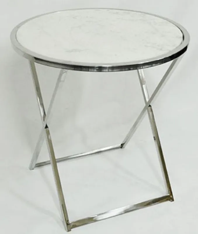 Casa Padrino luxury side table silver / white Ø 75 x H. 76 cm - Round Stainless Steel Table with Marble Top Letzte Chance